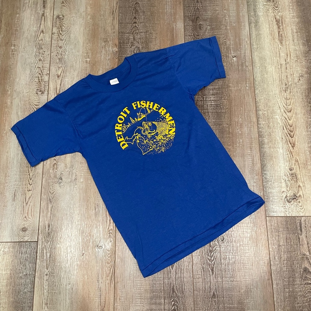 Vintage 1970s Healthknit Detroit Fishermen Single Stitch T-shirt